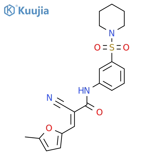 2-cyano-3-(5-methylfuran-2-yl)-N-[3-(piperidine-1-sulfonyl)phenyl]prop-2-enamide structure