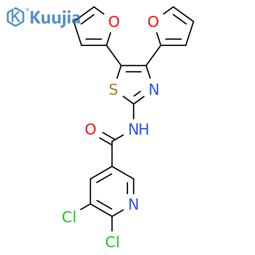 N-[4,5-bis(furan-2-yl)-1,3-thiazol-2-yl]-5,6-dichloropyridine-3-carboxamide structure