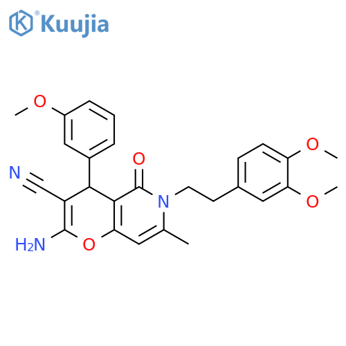 2-amino-6-2-(3,4-dimethoxyphenyl)ethyl-4-(3-methoxyphenyl)-7-methyl-5-oxo-4H,5H,6H-pyrano3,2-cpyridine-3-carbonitrile structure