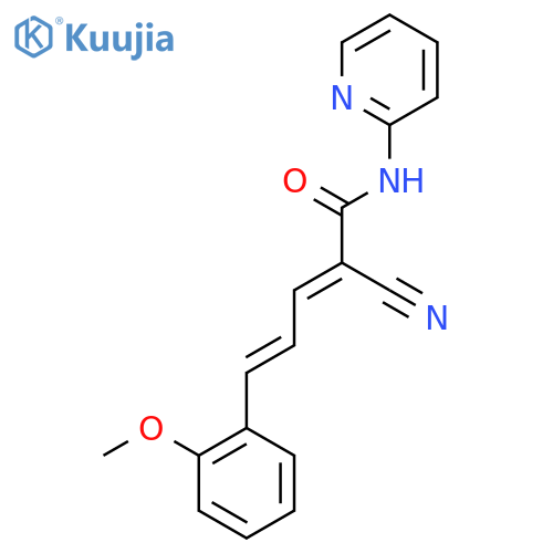 2-cyano-5-(2-methoxyphenyl)-N-(pyridin-2-yl)penta-2,4-dienamide structure