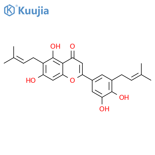 4H-1-Benzopyran-4-one, 2-[3,4-dihydroxy-5-(3-methyl-2-buten-1-yl)phenyl]-5,7-dihydroxy-6-(3-methyl-2-buten-1-yl)- structure