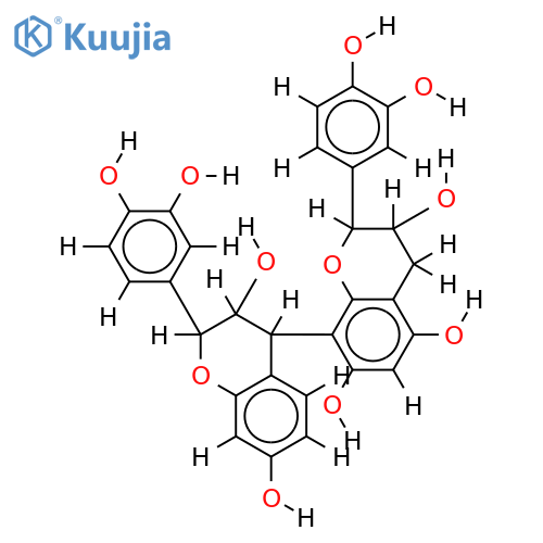 (2S,3R,4R)-2,3-trans-3,4-trans-3,3',4',7-tetrahydroxy-4-((2R,3S)-2,3-trans-3,3',4',5,7-pentahydroxyflavan-8-yl)flavan structure