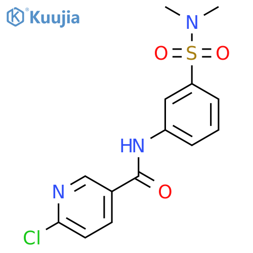 6-chloro-N-[3-(dimethylsulfamoyl)phenyl]pyridine-3-carboxamide structure