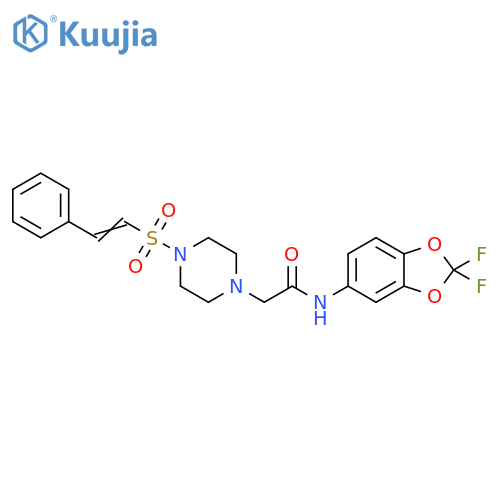 N-(2,2-Difluoro-1,3-benzodioxol-5-yl)-4-[(2-phenylethenyl)sulfonyl]-1-piperazineacetamide structure