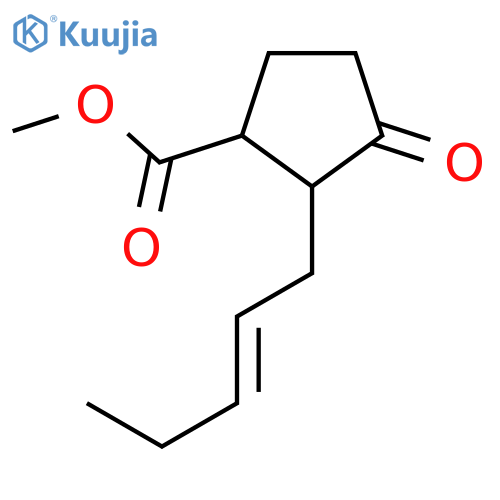 Cyclopentanecarboxylic acid, 3-oxo-2-(2-pentenyl)-, methyl ester structure