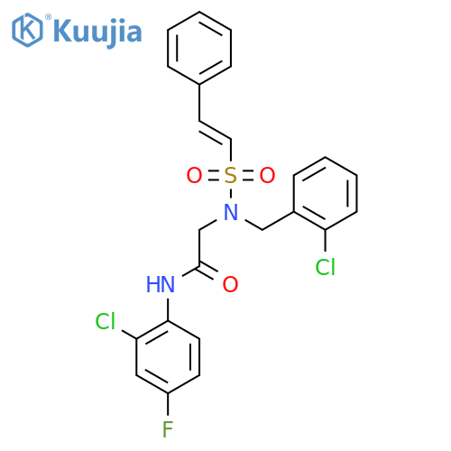 N-(2-chloro-4-fluorophenyl)-2-{N-[(2-chlorophenyl)methyl]-2-phenylethenesulfonamido}acetamide structure