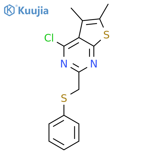 4-chloro-5,6-dimethyl-2-(phenylsulfanyl)methylthieno2,3-dpyrimidine structure