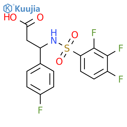 3-(4-fluorophenyl)-3-(2,3,4-trifluorobenzenesulfonamido)propanoic acid structure