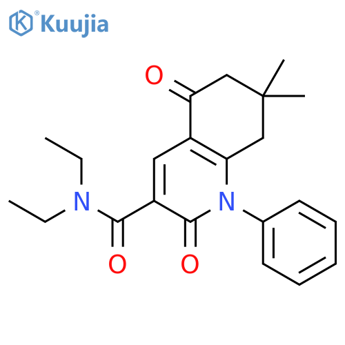 <br>7,7-Dimethyl-2,5-dioxo-1-phenyl-1,2,5,6,7,8-hexahydro-quinoline-3-carboxyli c acid diethylamide structure