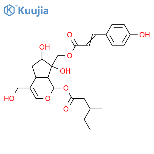 3-Iridene-1,7,8,10,11-pentol; (1β,7β,8α)-form, 10-O-(4-Hydroxy-E-cinnamoyl), 1-O-(3-methylpentanoyl) structure