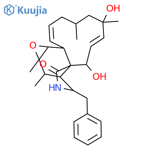 (1E,7E)-12-benzyl-6,9-dihydroxy-4,6,13,13a-tetramethyl-3,4,5,6,9,11,12,12a,13,13a,14a,14b-dodecahydro-10H-cycloundeca[d]oxireno[f]isoindol-10-one structure