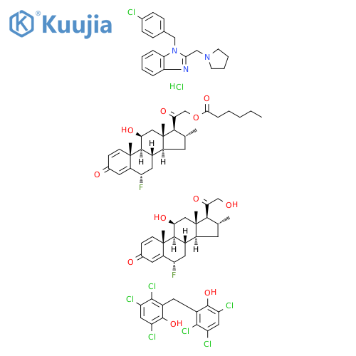 Cholest-5-ene-3,25-diol, 6-fluoro-11,21-dihydroxy-16-methyl-, (6α,11β,16α)-, mixt. with 1-[(4-chlorophenyl)methyl]-2-(1-pyrrolidinylmethyl)-1H-benzimidazole hydrochloride (1:1), (6α,11β,16α)-6-fluoro-11-hydroxy-16-methyl-21-[(1-oxohexyl)oxy]pregna-1,4-diene-3,20-dione and 2,2'-methylenebis[3,4,6-tri... structure
