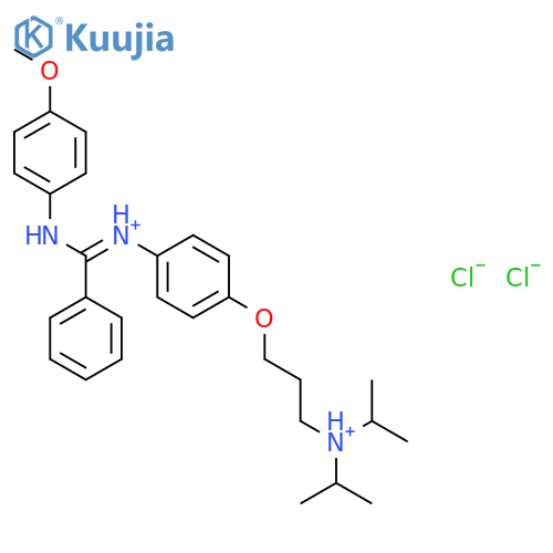3-[4-[[(4-methoxyphenyl)amino]-phenyl-methylidene]azaniumylphenoxy]pro pyl-dipropan-2-yl-azanium dichloride structure