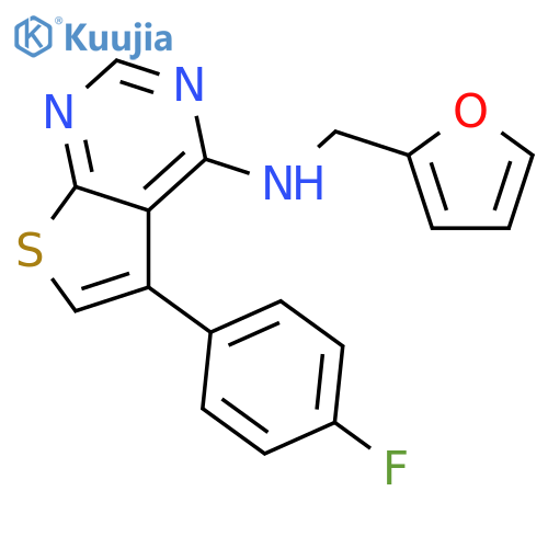 Thieno[2,3-d]pyrimidin-4-amine, 5-(4-fluorophenyl)-N-(2-furanylmethyl)- structure