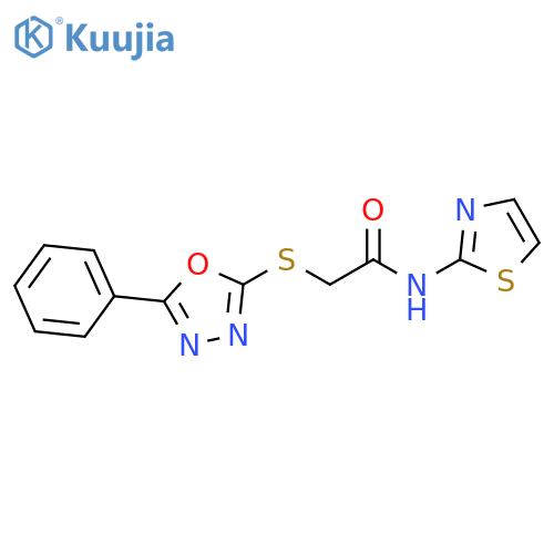 2-(5-phenyl-1,3,4-oxadiazol-2-yl)sulfanyl-N-(1,3-thiazol-2-yl)acetamide structure