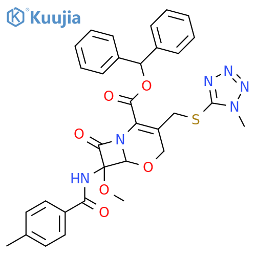 (6R,7R)-7-Methoxy-3-[(1-methyl-1H-tetrazol-5-ylthio)methyl]-8-oxo-7-(p-toluoylamino)-5-oxa-1-azabicyclo[4.2.0]oct-2-ene-2-carboxylic acid diphenylmethyl ester structure