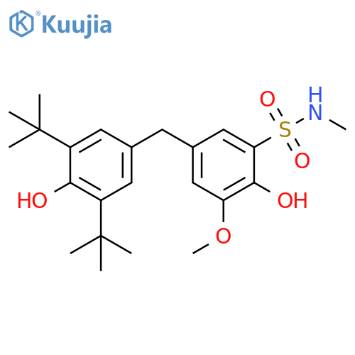 Benzenesulfonamide, 5-[[3,5-bis(1,1-dimethylethyl)-4-hydroxyphenyl]methyl]-2-hydroxy-3-methoxy-N-methyl- structure