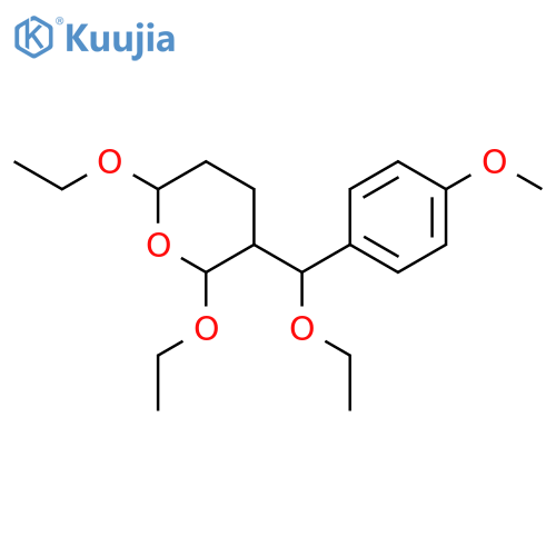2H-Pyran, 2,6-diethoxy-3-[ethoxy(4-methoxyphenyl)methyl]tetrahydro- structure