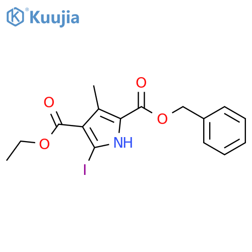 1H-Pyrrole-2,4-dicarboxylic acid, 5-iodo-3-methyl-, 4-ethyl2-(phenylmethyl) ester structure