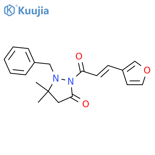 3-Pyrazolidinone, 2-[(2E)-3-(3-furanyl)-1-oxo-2-propen-1-yl]-5,5-dimethyl-1-(phenylmethyl)- structure