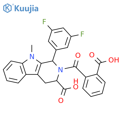 1H-Pyrido[3,4-b]indole-3-carboxylic acid, 2-(2-carboxybenzoyl)-1-(3,5-difluorophenyl)-2,3,4,9-tetrahydro-9-methyl- structure