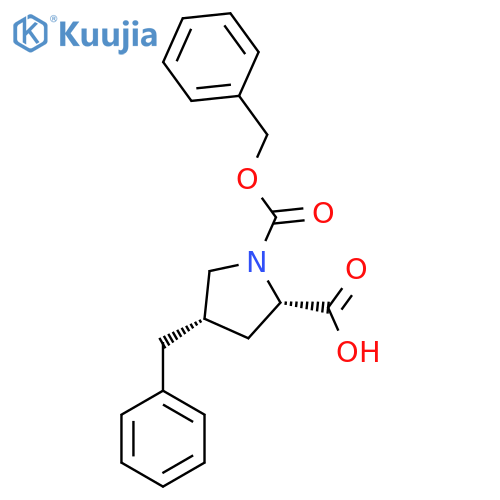 rac-(2R,4R)-4-benzyl-1-(benzyloxy)carbonylpyrrolidine-2-carboxylic acid structure