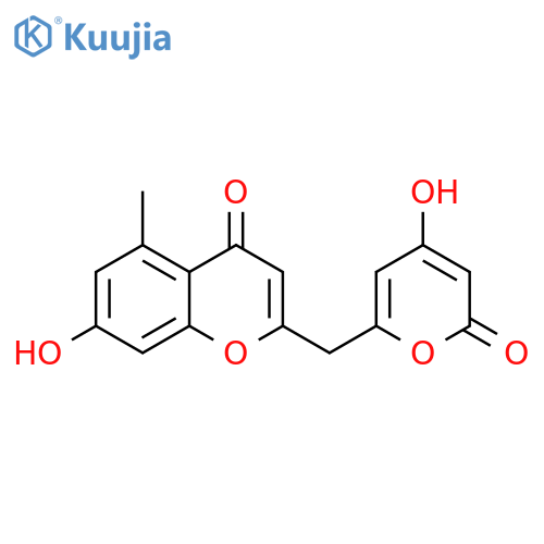 4H-1-Benzopyran-4-one, 7-hydroxy-2-[(4-hydroxy-2-oxo-2H-pyran-6-yl)methyl]-5-methyl- structure
