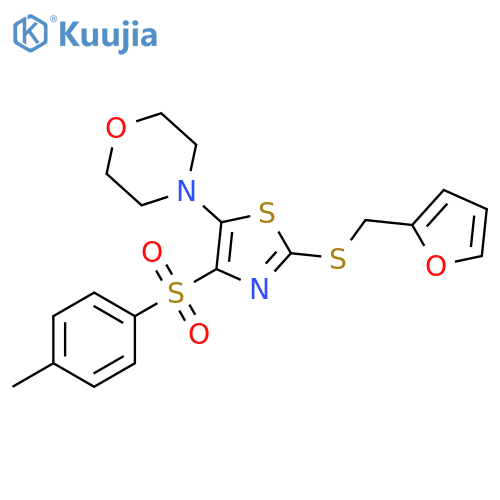 4-(2-{(furan-2-yl)methylsulfanyl}-4-(4-methylbenzenesulfonyl)-1,3-thiazol-5-yl)morpholine structure