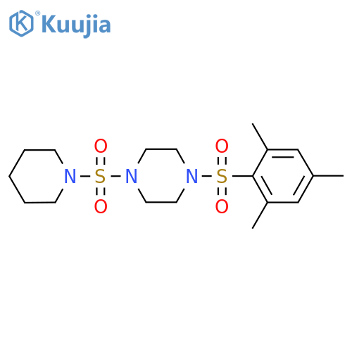 1-(piperidine-1-sulfonyl)-4-(2,4,6-trimethylbenzenesulfonyl)piperazine structure
