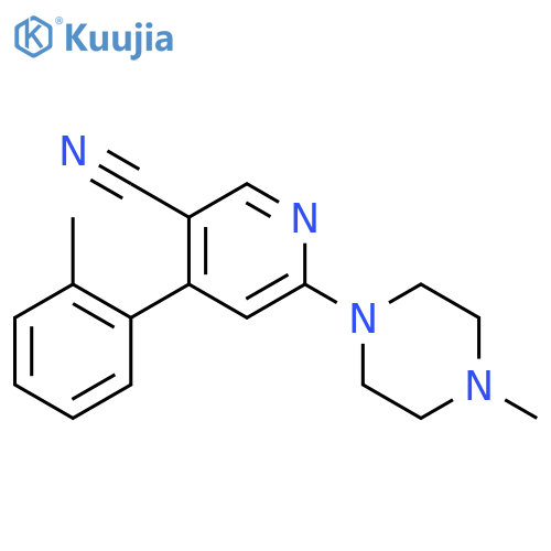 3-Pyridinecarbonitrile, 4-(2-methylphenyl)-6-(4-methyl-1-piperazinyl)- structure