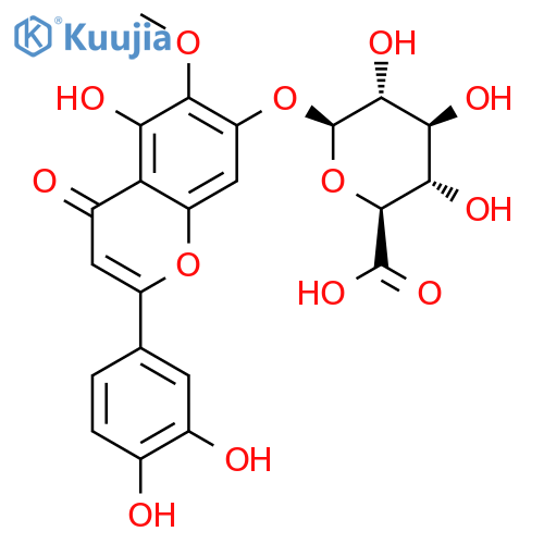 2-(3,4-dihydroxyphenyl)-5-hydroxy-6-methoxy-4-oxo-4H-chromen-7-yl beta-D-glucopyranosiduronic acid structure