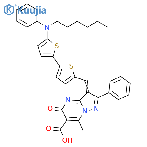 Pyrazolo[1,5-a]pyrimidine-6-carboxylic acid,3-[[5'-(hexylphenylamino)[2,2'-bithiophen]-5-yl]methylene]-3,5-dihydro-7-methyl-5-oxo-2-phenyl- structure