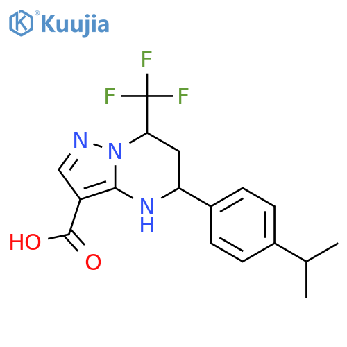 5-4-(propan-2-yl)phenyl-7-(trifluoromethyl)-4H,5H,6H,7H-pyrazolo1,5-apyrimidine-3-carboxylic acid structure