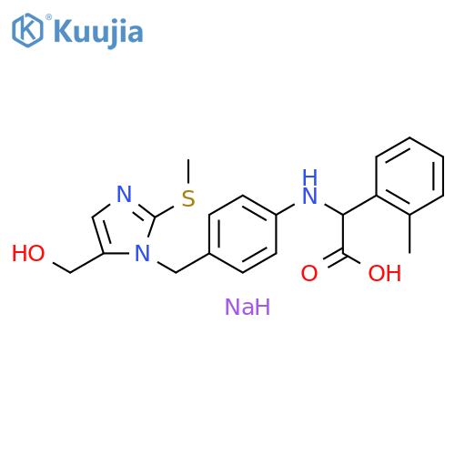 Benzeneacetic acid,a-[[4-[[5-(hydroxymethyl)-2-(methylthio)-1H-imidazol-1-yl]methyl]phenyl]amino]-2-methyl-, monosodium salt structure