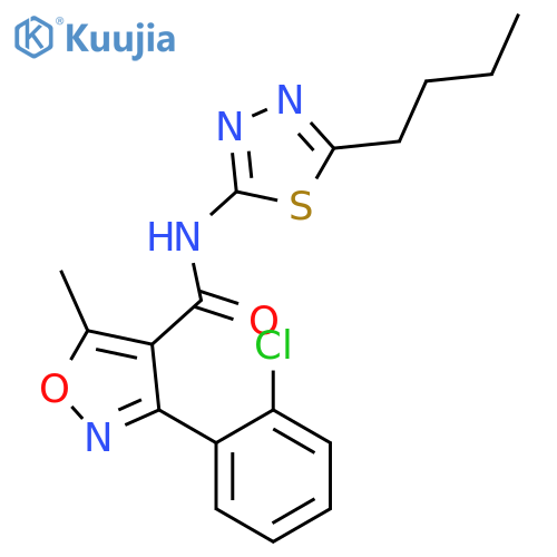 <br>N-(5-butyl-1,3,4-thiadiazol-2-yl)-3-(2-chlorophenyl)-5-methyl-1,2-oxazole-4 -carboxamide structure