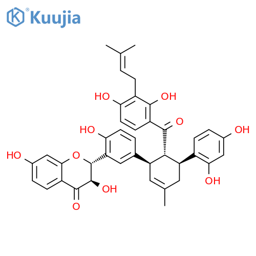 4H-1-Benzopyran-4-one, 2-[5-[(1R,5S,6R)-6-[2,4-dihydroxy-3-(3-methyl-2-buten-1-yl)benzoyl]-5-(2,4-dihydroxyphenyl)-3-methyl-2-cyclohexen-1-yl]-2-hydroxyphenyl]-2,3-dihydro-3,7-dihydroxy-, (2R,3R)- structure