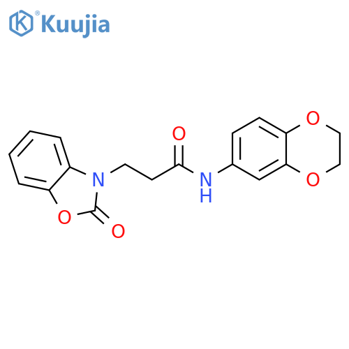 N-(2,3-dihydro-1,4-benzodioxin-6-yl)-3-(2-oxo-2,3-dihydro-1,3-benzoxazol-3-yl)propanamide structure