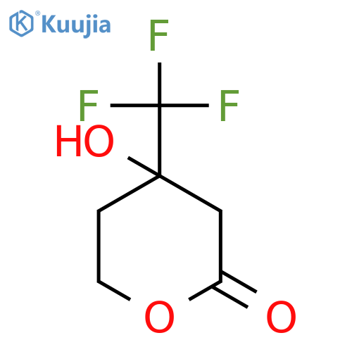 4-hydroxy-4-(trifluoromethyl)oxan-2-one structure