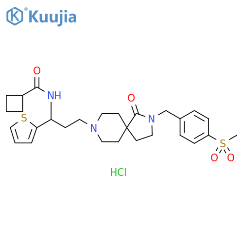Cyclobutanecarboxamide, N-[3-[2-[[4-(methylsulfonyl)phenyl]methyl]-1-oxo-2,8-diazaspiro[4.5]dec-8-yl]-1-(2-thienyl)propyl]-, hydrochloride (1:1) structure