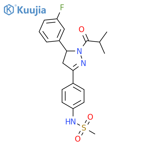 N-{4-5-(3-fluorophenyl)-1-(2-methylpropanoyl)-4,5-dihydro-1H-pyrazol-3-ylphenyl}methanesulfonamide structure