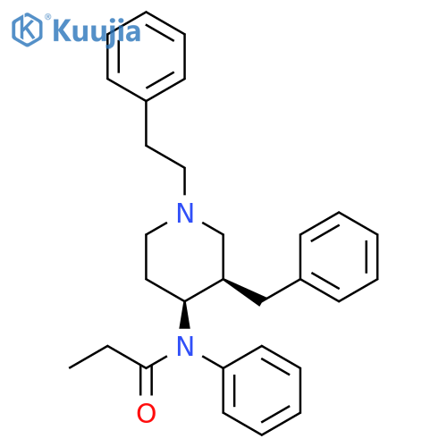 Propanamide, N-phenyl-N-[(3R,4S)-1-(2-phenylethyl)-3-(phenylmethyl)-4-piperidinyl]-, rel- structure