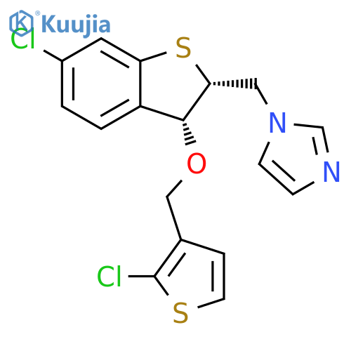 1H-Imidazole, 1-[[(2R,3R)-6-chloro-3-[(2-chloro-3-thienyl)methoxy]-2,3-dihydrobenzo[b]thien-2-yl]methyl]-, rel- structure