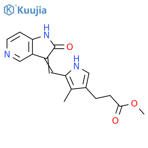 1H-Pyrrole-3-propanoic acid, 5-[(1,2-dihydro-2-oxo-3H-pyrrolo[3,2-c]pyridin-3-ylidene)methyl]-4-methyl-, methyl ester structure