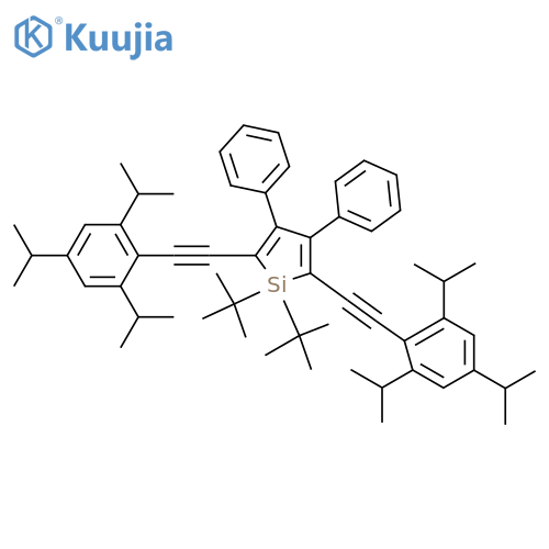 Silacyclopenta-2,4-diene,  1,1-bis(1,1-dimethylethyl)-3,4-diphenyl-2,5-bis[[2,4,6-tris(1-methylethyl)  phenyl]ethynyl]- structure