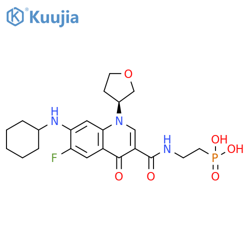 Phosphonic acid,[2-[[[7-(cyclohexylamino)-6-fluoro-1,4-dihydro-4-oxo-1-[(3S)-tetrahydro-3-furanyl]-3-quinolinyl]carbonyl]amino]ethyl]- structure