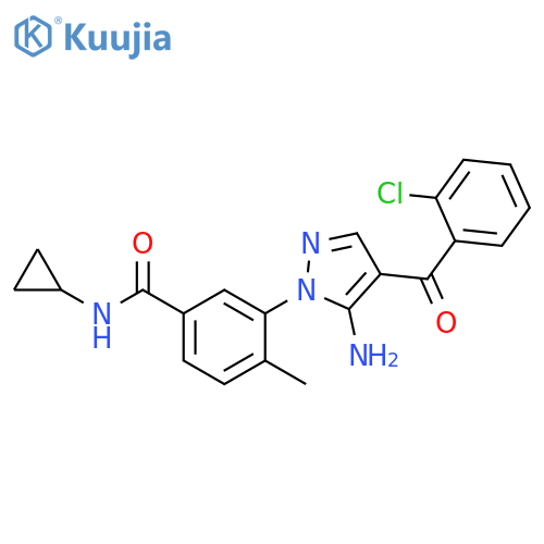 Benzamide,3-[5-amino-4-(2-chlorobenzoyl)-1H-pyrazol-1-yl]-N-cyclopropyl-4-methyl- structure