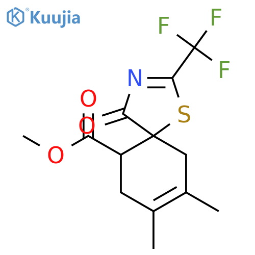 1-Thia-3-azaspiro[4.5]deca-2,8-diene-6-carboxylic acid,8,9-dimethyl-4-oxo-2-(trifluoromethyl)-, methyl ester structure