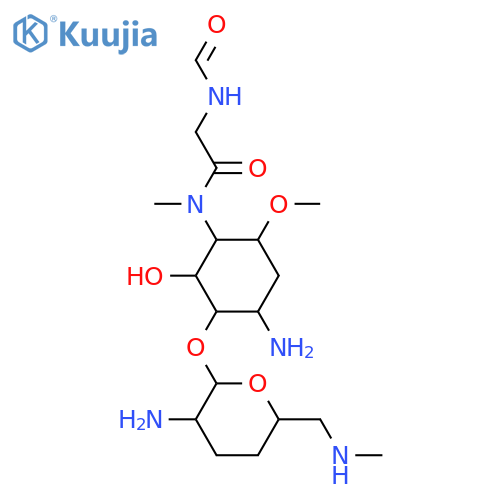 2-Amino-1-O-[2-amino-2,3,4,6-tetradeoxy-6-(methylamino)-α-D-erythro-hexopyranosyl]-2,3,5-trideoxy-5-[[(formylamino)acetyl]methylamino]-4-O-methyl-D-allo-inositol structure