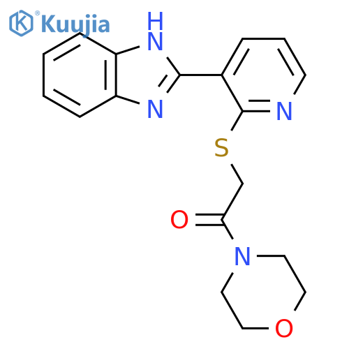 2-{3-(1H-1,3-benzodiazol-2-yl)pyridin-2-ylsulfanyl}-1-(morpholin-4-yl)ethan-1-one structure