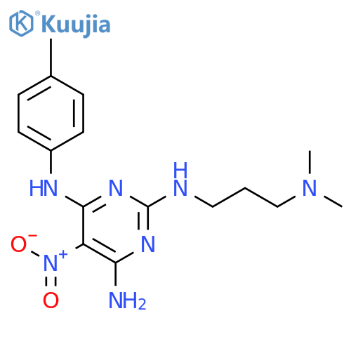 N2-3-(dimethylamino)propyl-N4-(4-methylphenyl)-5-nitropyrimidine-2,4,6-triamine structure
